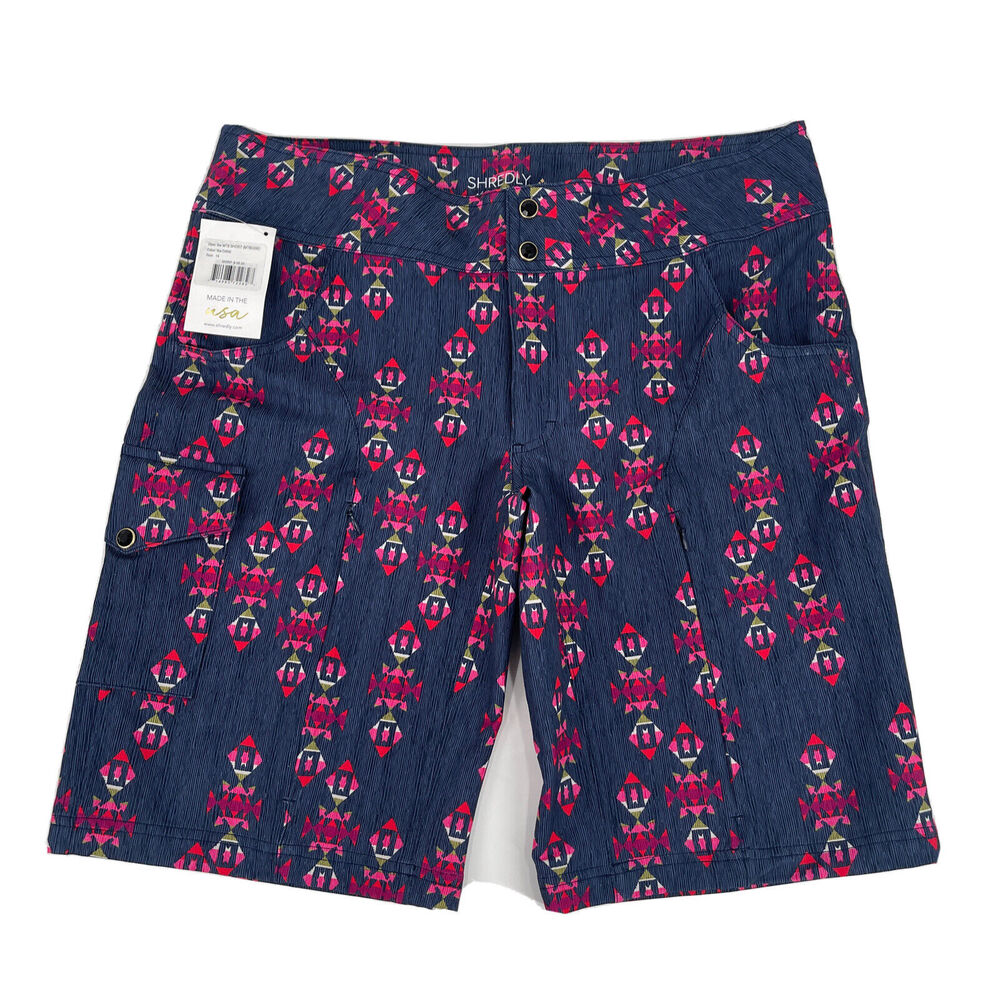 Shredly MTB Mountain Biking Shorts Womens 14 Multicolor Made in‎ USA
